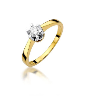 Złoty Pierścionek 14k z diamentem brylant 0,25ct