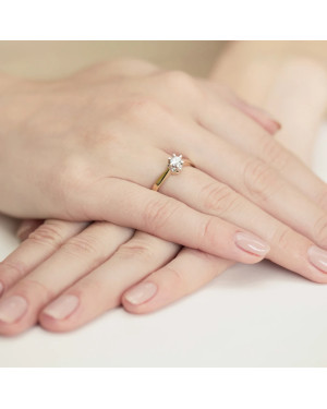 Złoty Pierścionek 14k z diamentem brylant 0,25ct