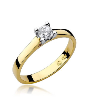 Złoty Pierścionek 14k z diamentem brylant 0,25ct
