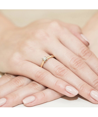 Złoty Pierścionek 14k z diamentem brylant 0,25ct