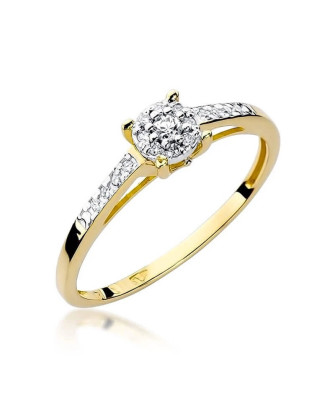 Złoty Pierścionek 14k z diamentem brylant 0,12ct
