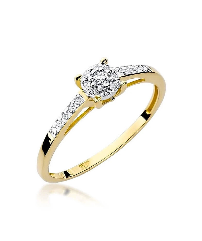 Złoty Pierścionek 14k z diamentem brylant 0,12ct