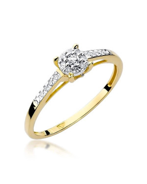 Złoty Pierścionek 14k z diamentem brylant 0,12ct