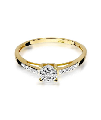 Złoty Pierścionek 14k z diamentem brylant 0,12ct