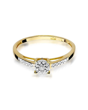Złoty Pierścionek 14k z diamentem brylant 0,12ct