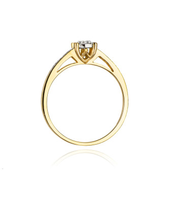 Złoty Pierścionek 14k z diamentem brylant 0,12ct