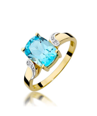 Złoty Pierścionek 14k z diamentem topaz 2,40ct