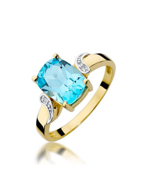 Złoty Pierścionek 14k z diamentem topaz 2,40ct