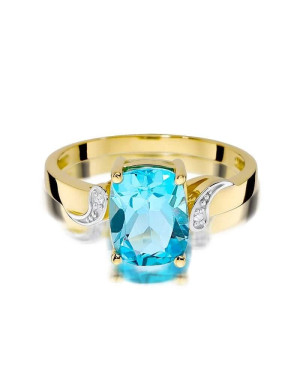 Złoty Pierścionek 14k z diamentem topaz 2,40ct