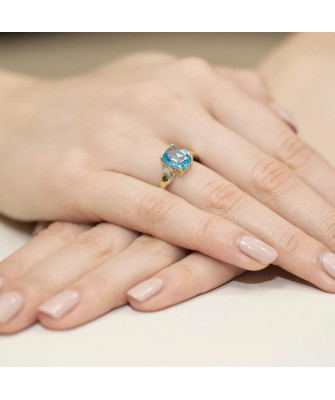 Złoty Pierścionek 14k z diamentem topaz 2,40ct