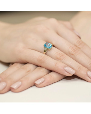 Złoty Pierścionek 14k z diamentem topaz 2,40ct