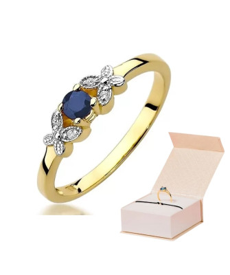 14k Gold Ring with Sapphire Diamond 0.15ct