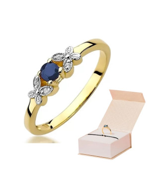 14k Gold Ring with Sapphire Diamond 0.15ct
