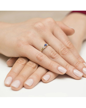Złoty Pierścionek 14k z diamentem szafir 0,15ct