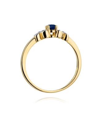 Złoty Pierścionek 14k z diamentem szafir 0,15ct