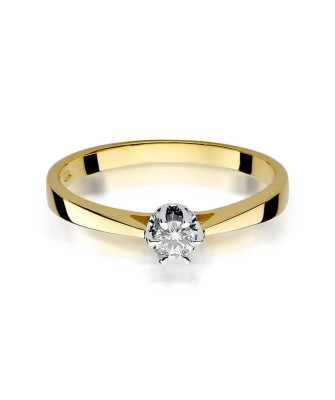 Złoty Pierścionek 14k z diamentem brylant 0,12ct