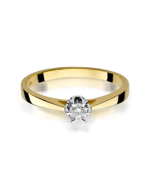 Złoty Pierścionek 14k z diamentem brylant 0,12ct