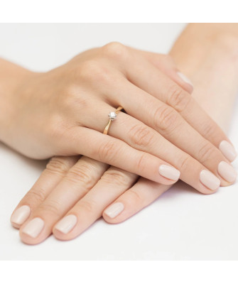 Złoty Pierścionek 14k z diamentem brylant 0,12ct