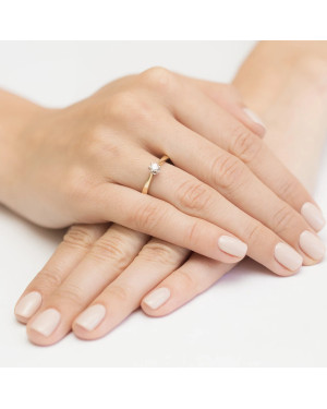 Złoty Pierścionek 14k z diamentem brylant 0,12ct