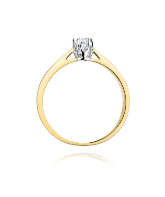 Złoty Pierścionek 14k z diamentem brylant 0,12ct