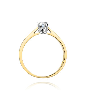 Złoty Pierścionek 14k z diamentem brylant 0,12ct