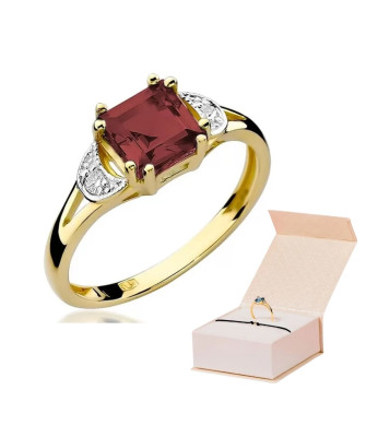 14k Gold Ring with Garnet Diamond 1.30ct