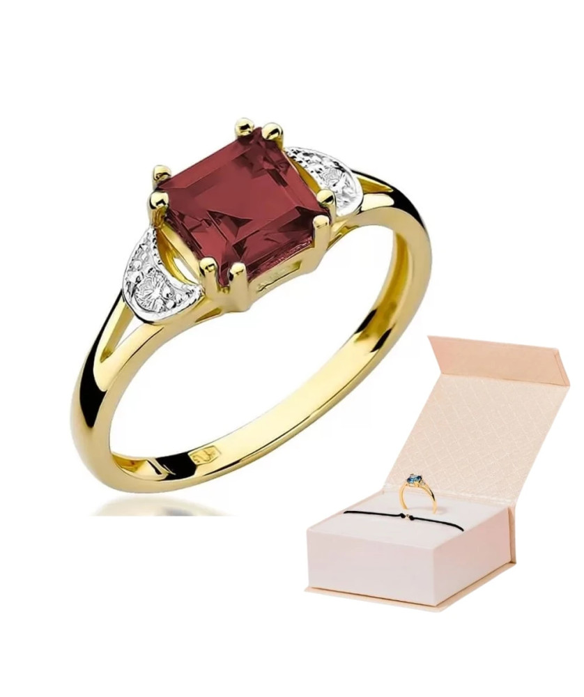 14k Gold Ring with Garnet Diamond 1.30ct