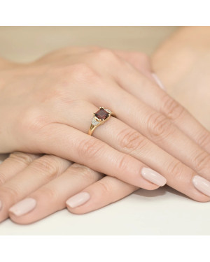 14k Gold Ring with Garnet Diamond 1.30ct