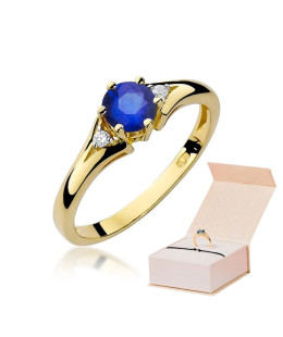 14k Gold Ring with Diamond Sapphire 0.50ct