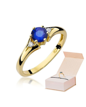 14k Gold Ring with Diamond Sapphire 0.50ct