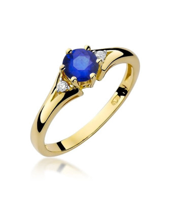 14k Gold Ring with Diamond Sapphire 0.50ct