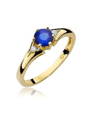 14k Gold Ring with Diamond Sapphire 0.50ct