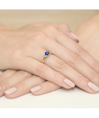 Złoty Pierścionek 14k z diamentem  szafir 0,50ct