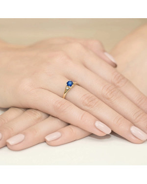 14k Gold Ring with Diamond Sapphire 0.50ct