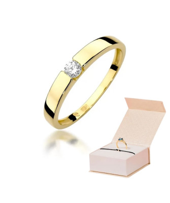 Złoty Pierścionek 14k z diamentem brylant 0,12ct