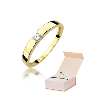 Złoty Pierścionek 14k z diamentem brylant 0,12ct