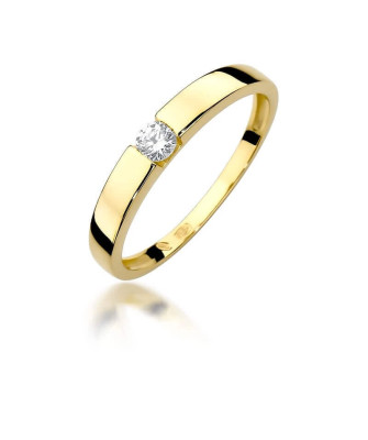 Złoty Pierścionek 14k z diamentem brylant 0,12ct
