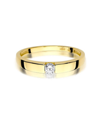 Złoty Pierścionek 14k z diamentem brylant 0,12ct