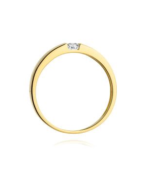 Złoty Pierścionek 14k z diamentem brylant 0,12ct