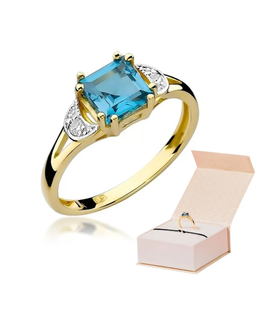 Złoty Pierścionek 14k z diamentem topaz 1,40ct