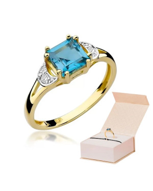 14k Gold Ring with Diamond Topaz 1.40ct