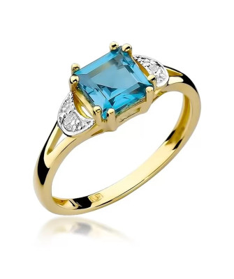 14k Gold Ring with Diamond Topaz 1.40ct