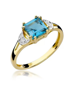 14k Gold Ring with Diamond Topaz 1.40ct