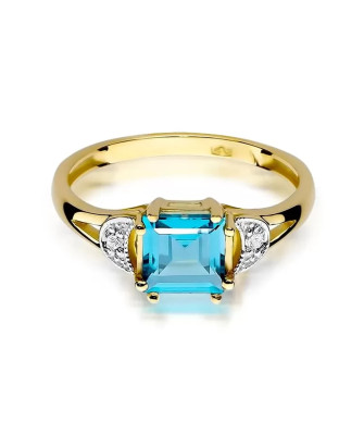 14k Gold Ring with Diamond Topaz 1.40ct