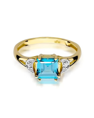 14k Gold Ring with Diamond Topaz 1.40ct