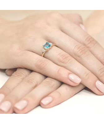 Złoty Pierścionek 14k z diamentem topaz 1,40ct