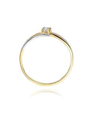 Złoty Pierścionek 14k z diamentem brylant 0,08ct