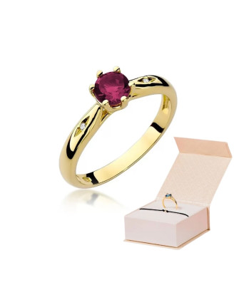 Gold Ring 14k with diamond ruby 0.60ct