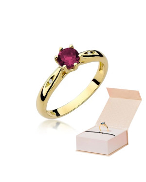 Gold Ring 14k with diamond ruby 0.60ct