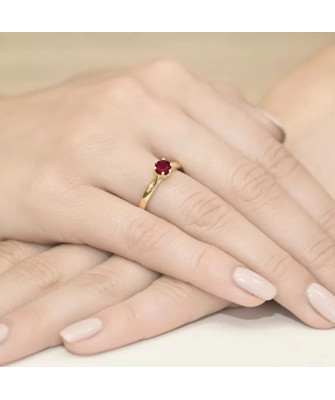 Złoty Pierścionek 14k z diamentem rubin 0,60ct